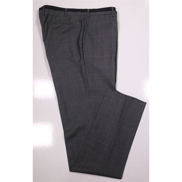 Moschino Gray Glen Plaid Flat Front Wool Slim Fit Dress Pants 38 New! - Picture 1 of 6